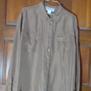 BROWN SILK BLOUSE Large